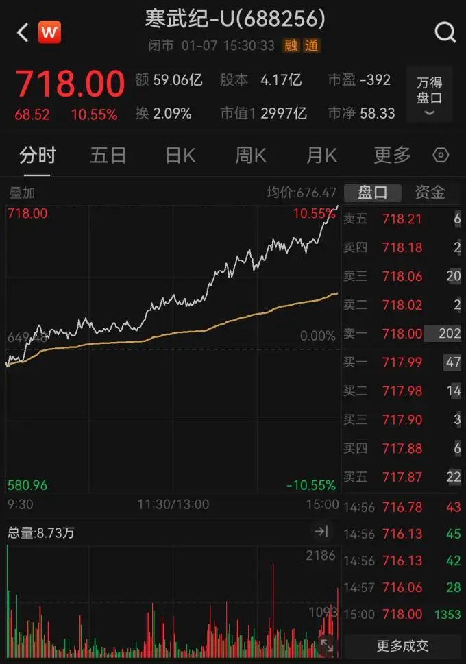 闯进公募基金前30大重仓股的寒武纪，股价再创历史新高